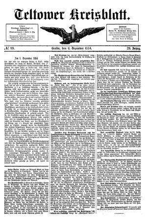 Teltower Kreisblatt vom 06.12.1884