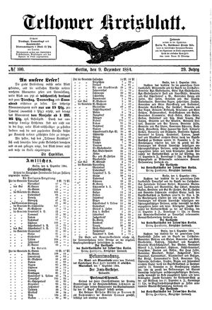 Teltower Kreisblatt vom 09.12.1884