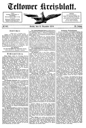 Teltower Kreisblatt vom 13.12.1884