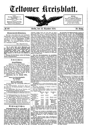 Teltower Kreisblatt vom 28.12.1884