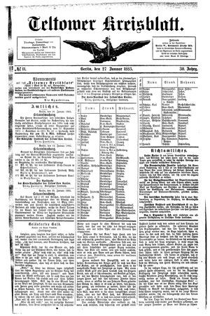 Teltower Kreisblatt vom 27.01.1885