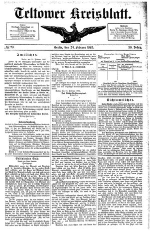Teltower Kreisblatt vom 24.02.1885