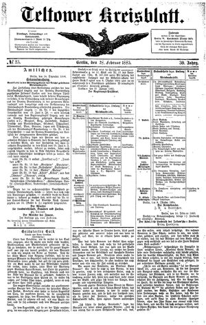 Teltower Kreisblatt vom 28.02.1885