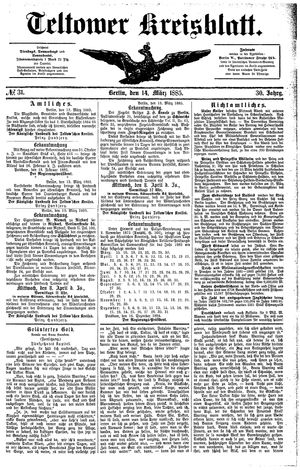 Teltower Kreisblatt on Mar 14, 1885
