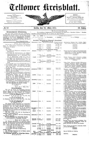 Teltower Kreisblatt vom 28.03.1885