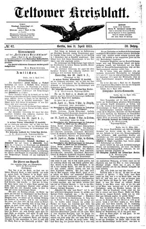 Teltower Kreisblatt vom 11.04.1885