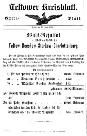 Teltower Kreisblatt on Apr 16, 1885
