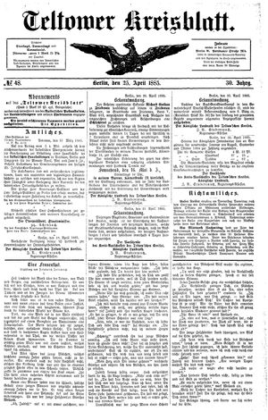 Teltower Kreisblatt vom 25.04.1885