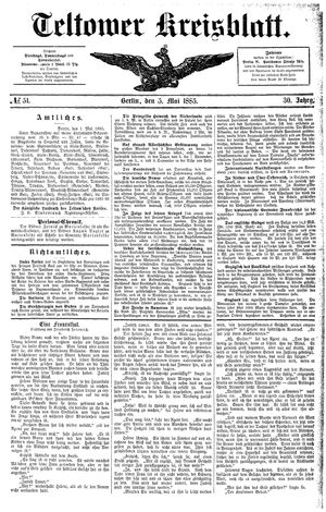 Teltower Kreisblatt vom 05.05.1885