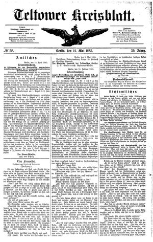 Teltower Kreisblatt on May 21, 1885
