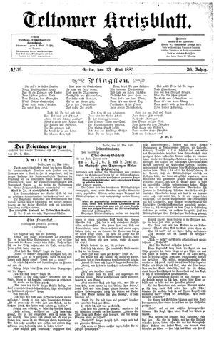 Teltower Kreisblatt vom 23.05.1885