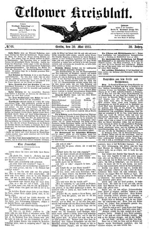 Teltower Kreisblatt vom 30.05.1885
