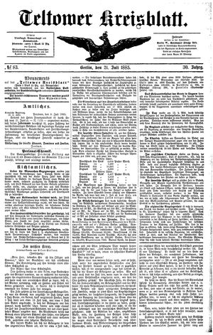 Teltower Kreisblatt vom 21.07.1885