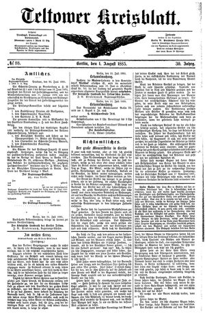 Teltower Kreisblatt vom 01.08.1885