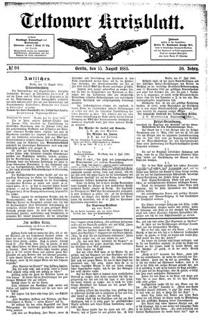Teltower Kreisblatt vom 15.08.1885