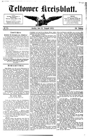 Teltower Kreisblatt vom 18.08.1885