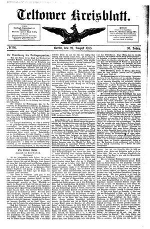 Teltower Kreisblatt vom 20.08.1885