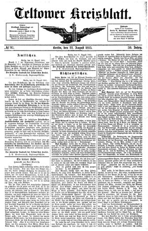 Teltower Kreisblatt vom 22.08.1885
