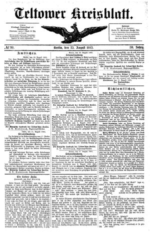 Teltower Kreisblatt vom 25.08.1885