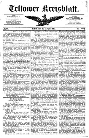 Teltower Kreisblatt vom 27.08.1885