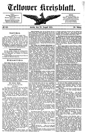 Teltower Kreisblatt vom 29.08.1885