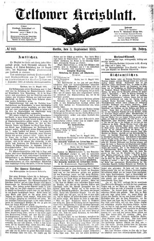 Teltower Kreisblatt vom 03.09.1885
