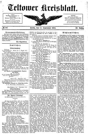 Teltower Kreisblatt vom 15.09.1885