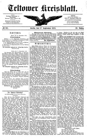 Teltower Kreisblatt on Sep 17, 1885