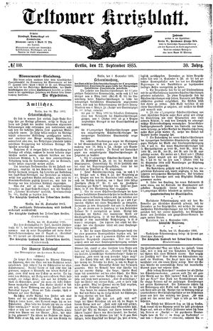Teltower Kreisblatt vom 22.09.1885