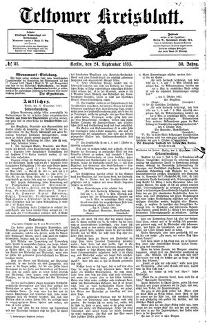 Teltower Kreisblatt on Sep 24, 1885