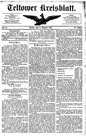 Teltower Kreisblatt vom 08.10.1885