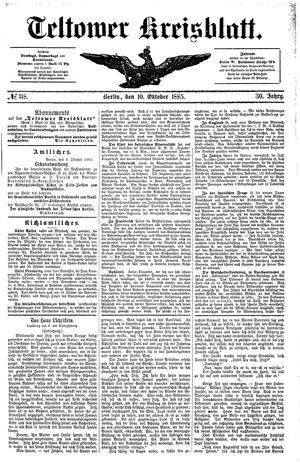 Teltower Kreisblatt on Oct 10, 1885