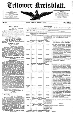 Teltower Kreisblatt vom 13.10.1885
