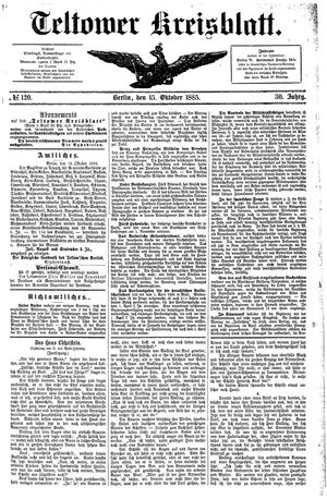 Teltower Kreisblatt vom 15.10.1885