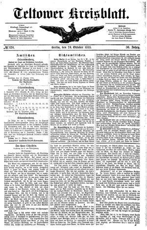 Teltower Kreisblatt vom 24.10.1885