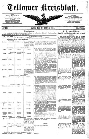 Teltower Kreisblatt vom 27.10.1885