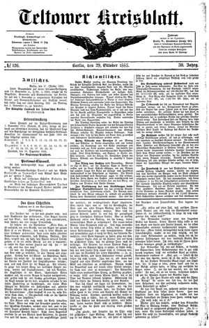 Teltower Kreisblatt vom 29.10.1885