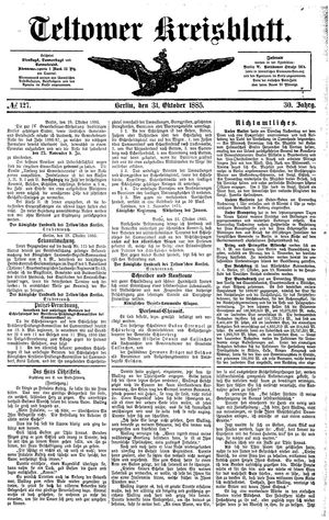 Teltower Kreisblatt vom 31.10.1885