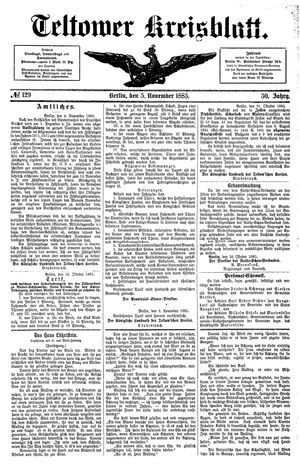 Teltower Kreisblatt vom 05.11.1885