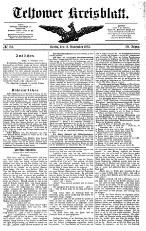 Teltower Kreisblatt vom 14.11.1885