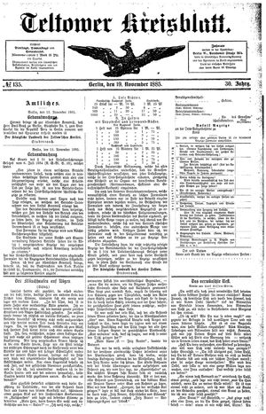 Teltower Kreisblatt vom 19.11.1885
