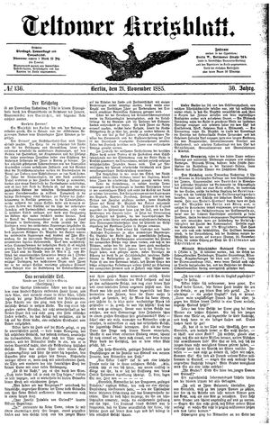 Teltower Kreisblatt vom 21.11.1885