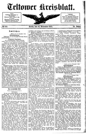 Teltower Kreisblatt vom 26.11.1885