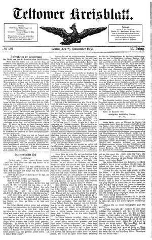 Teltower Kreisblatt vom 28.11.1885
