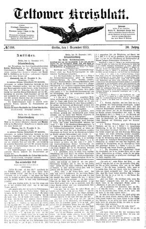 Teltower Kreisblatt on Dec 1, 1885
