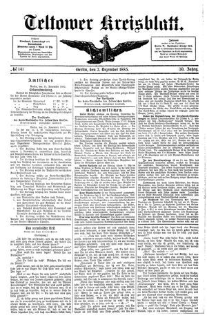 Teltower Kreisblatt vom 03.12.1885