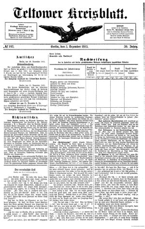 Teltower Kreisblatt vom 05.12.1885