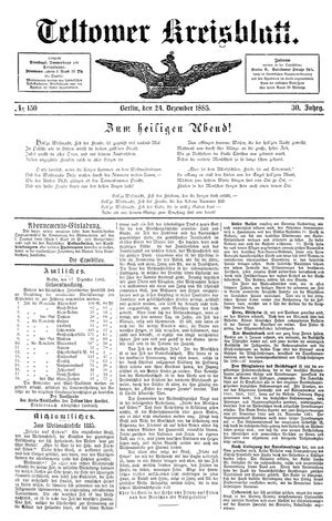 Teltower Kreisblatt vom 24.12.1885