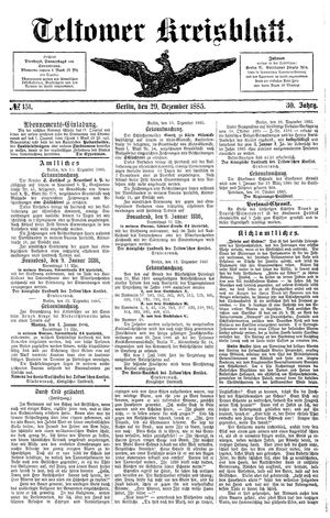Teltower Kreisblatt vom 29.12.1885