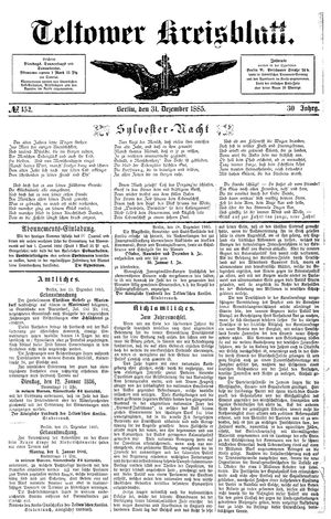 Teltower Kreisblatt vom 31.12.1885